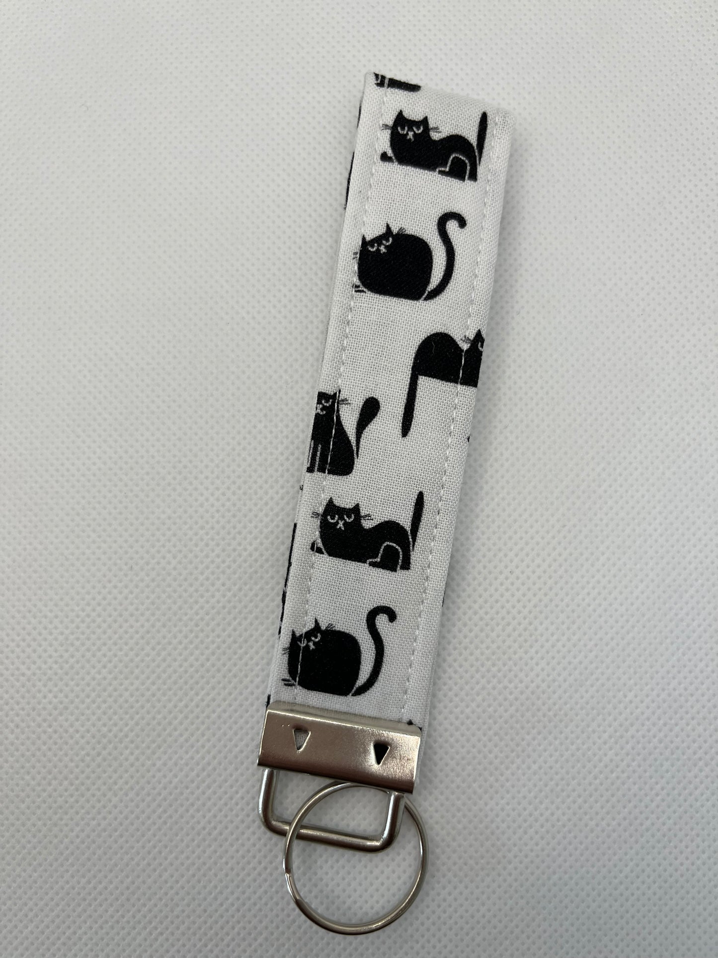 Black Cat fabric Keyring/Wristlet