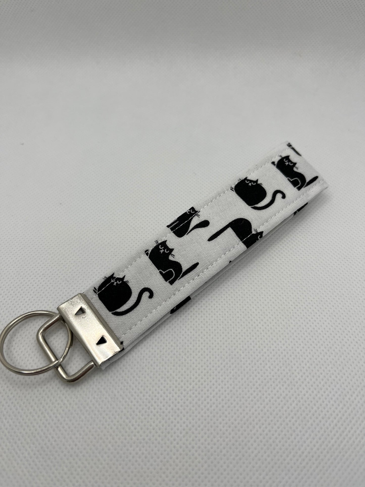 Black Cat fabric Keyring/Wristlet