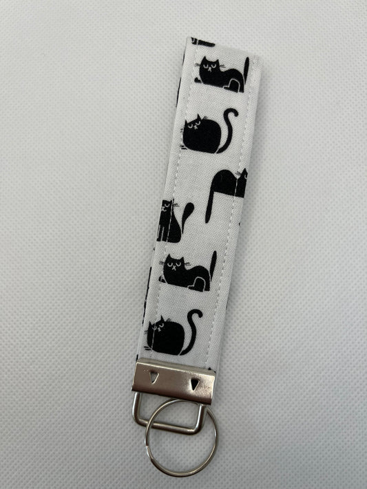 Black Cat fabric Keyring/Wristlet