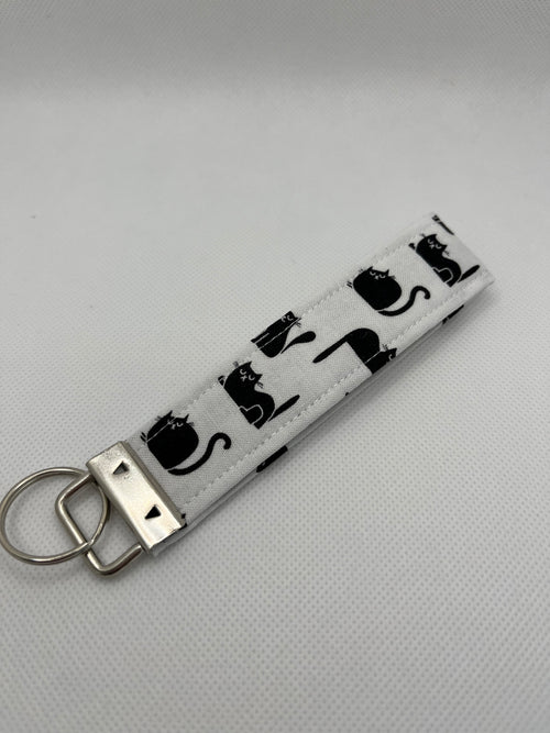 Black Cat fabric Keyring/Wristlet